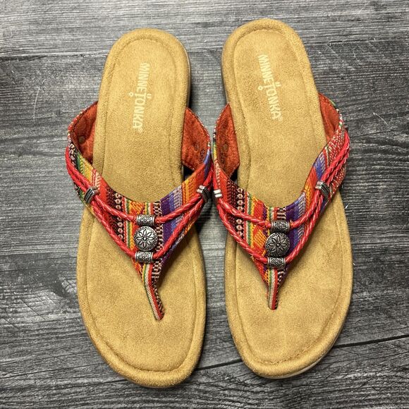 NEW MINNIE TONKA Flip Flop Sandals Sz 9 Women 500982 Aztec - Picture 4 of 7